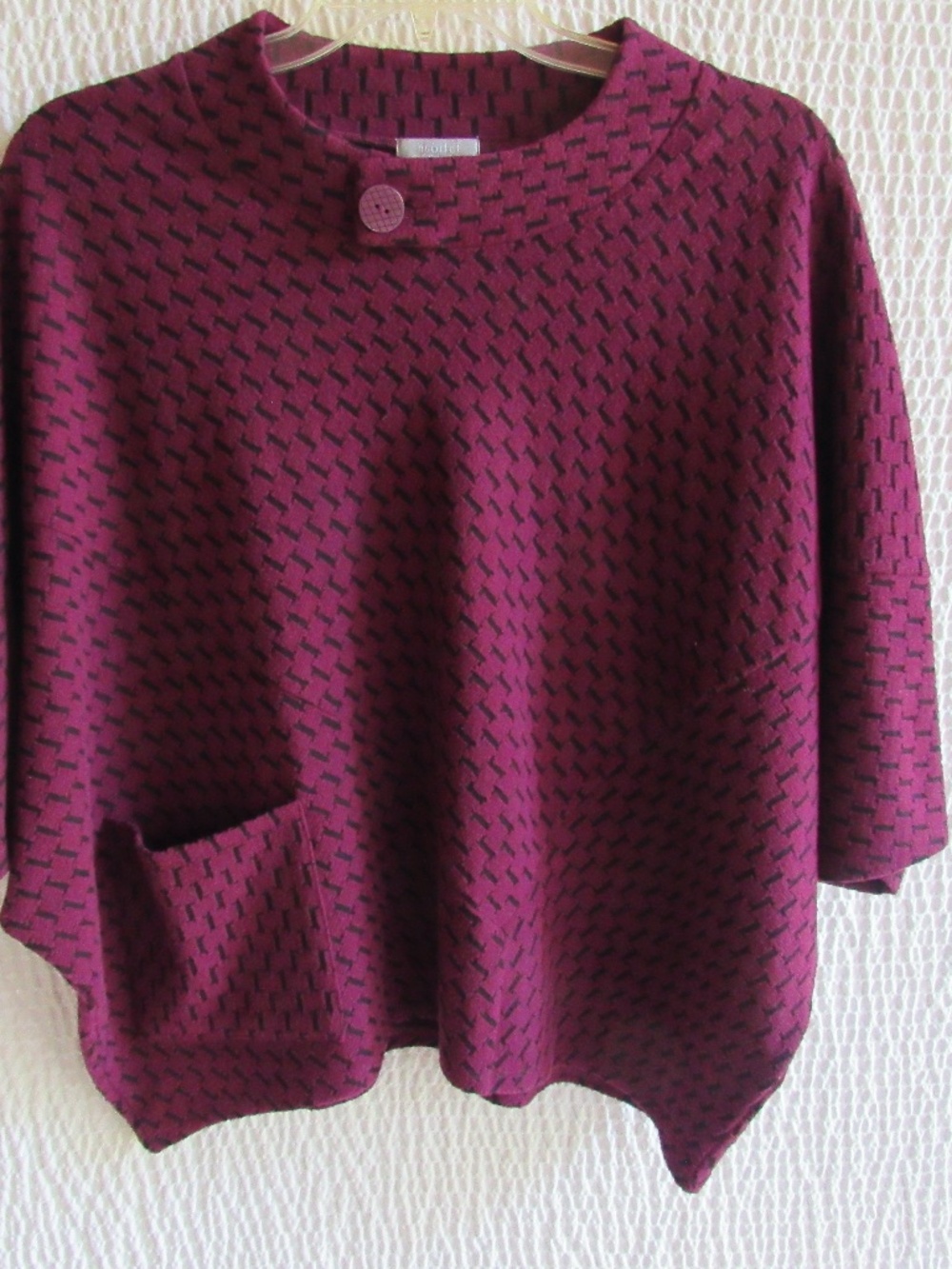 Habitat Women's Pullover Sweater Burgundy Gray Textured Boxy S Oversize
